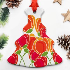 Orange Flowers  Christmas Tree Ornament (2 Sides) by Valentinaart