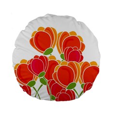 Orange Flowers  Standard 15  Premium Round Cushions