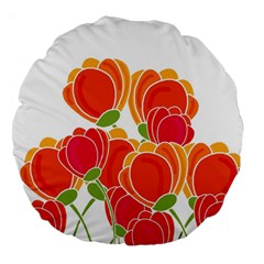 Orange Flowers  Large 18  Premium Round Cushions