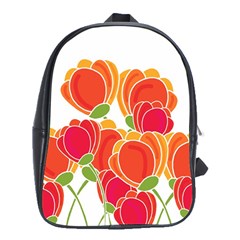 Orange Flowers  School Bags (xl) 