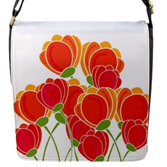 Orange Flowers  Flap Messenger Bag (s)