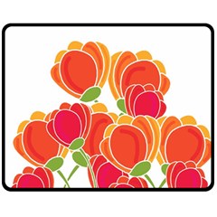 Orange Flowers  Double Sided Fleece Blanket (medium) 