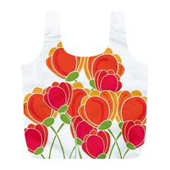 Orange Flowers  Full Print Recycle Bags (l)  by Valentinaart