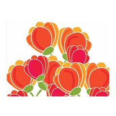 Orange Flowers  Double Sided Flano Blanket (mini)  by Valentinaart