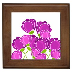 Purple Flowers Framed Tiles