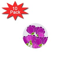 Purple Flowers 1  Mini Buttons (10 Pack)  by Valentinaart