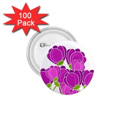 Purple Flowers 1 75  Buttons (100 Pack) 