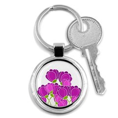 Purple Flowers Key Chains (round) 