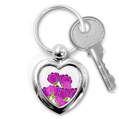 Purple Flowers Key Chains (heart) 