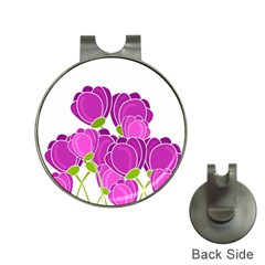 Purple Flowers Hat Clips With Golf Markers