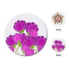 Purple Flowers Playing Cards (round) 