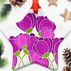 Purple Flowers Star Ornament (two Sides)  by Valentinaart