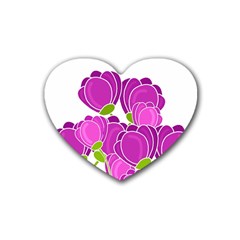 Purple Flowers Rubber Coaster (heart) 