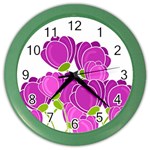 Purple flowers Color Wall Clocks Front