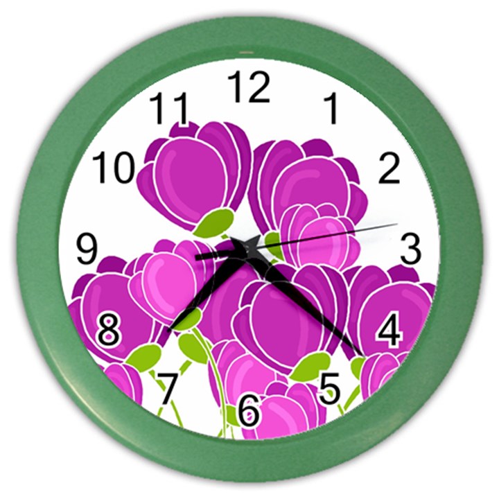 Purple flowers Color Wall Clocks