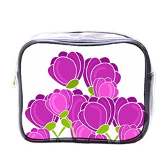 Purple Flowers Mini Toiletries Bags by Valentinaart