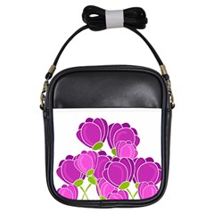 Purple Flowers Girls Sling Bags