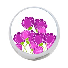 Purple Flowers 4-port Usb Hub (one Side) by Valentinaart