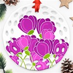 Purple flowers Ornament (Round Filigree)  Front