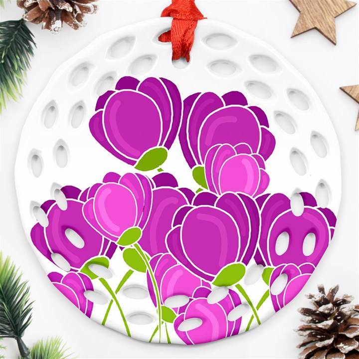 Purple flowers Ornament (Round Filigree) 