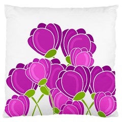 Purple Flowers Large Cushion Case (one Side) by Valentinaart