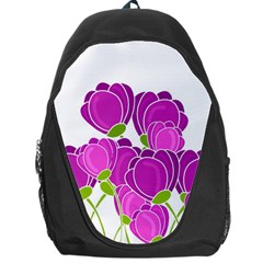 Purple Flowers Backpack Bag