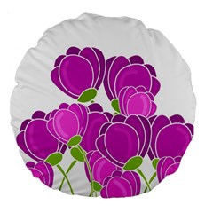 Purple Flowers Large 18  Premium Round Cushions