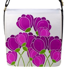 Purple Flowers Flap Messenger Bag (s)