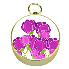 Purple Flowers Gold Compasses