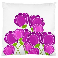 Purple Flowers Large Flano Cushion Case (two Sides)