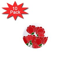 Red Floral Design 1  Mini Magnet (10 Pack) 