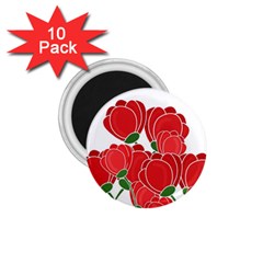 Red Floral Design 1 75  Magnets (10 Pack) 