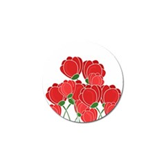 Red Floral Design Golf Ball Marker