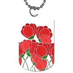 Red Floral Design Dog Tag (two Sides)