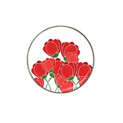 Red Floral Design Hat Clip Ball Marker (4 Pack)