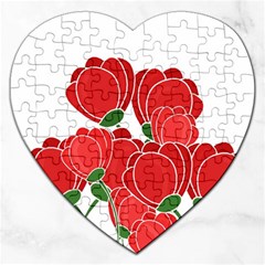 Red Floral Design Jigsaw Puzzle (heart)