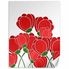 Red Floral Design Canvas 12  X 16  