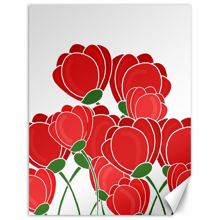 Red floral design Canvas 12  x 16  