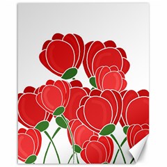 Red Floral Design Canvas 16  X 20  