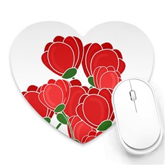 Red Floral Design Heart Mousepads