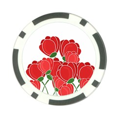 Red Floral Design Poker Chip Card Guards