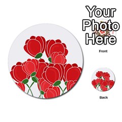 Red Floral Design Multi-purpose Cards (round) 