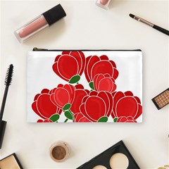 Red Floral Design Cosmetic Bag (medium)  by Valentinaart