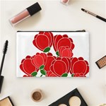 Red floral design Cosmetic Bag (Medium)  Back