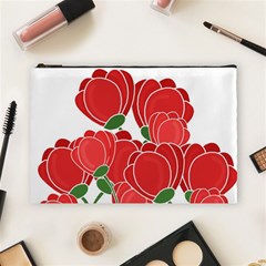 Red Floral Design Cosmetic Bag (large)  by Valentinaart