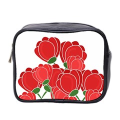 Red Floral Design Mini Toiletries Bag 2-side by Valentinaart