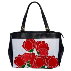 Red Floral Design Office Handbags by Valentinaart