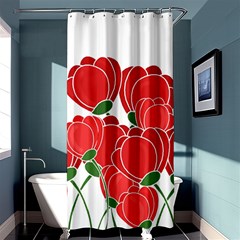 Red Floral Design Shower Curtain 36  X 72  (stall) 