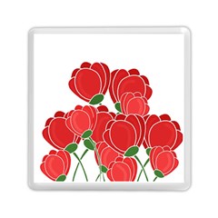 Red Floral Design Memory Card Reader (square)  by Valentinaart