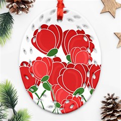 Red Floral Design Ornament (oval Filigree) 